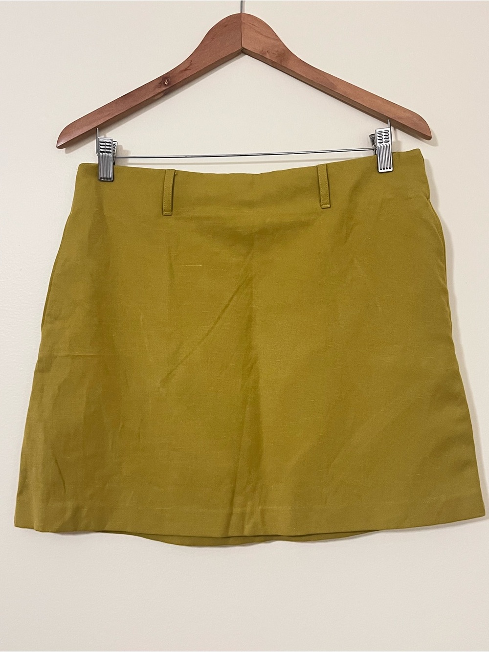 Express Olive Mini Skirt with Belt loops and Waist Side Pockets